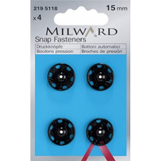 Sew-on snap fasteners 15mm black