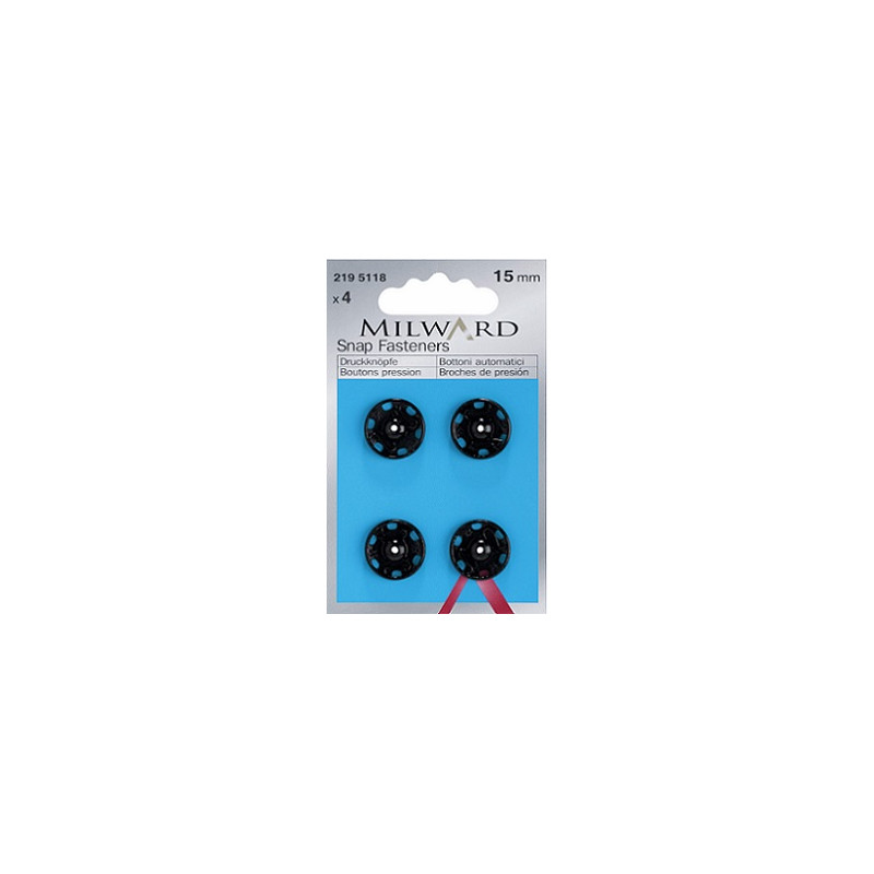 Sew-on snap fasteners 15mm black