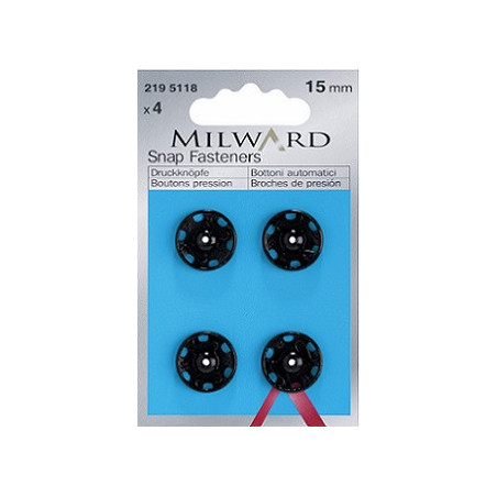 Sew-on snap fasteners 15mm black