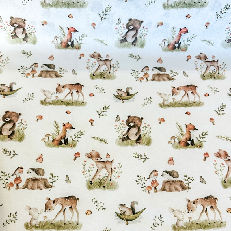 Acrylic oilcloth - Forest animals ecru Acrylic oilcloth - Forest animals ecru