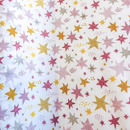 Acrylic oilcloth - Adara stars pink on white