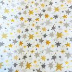 Acrylic oilcloth - Adara Stars mustard on white