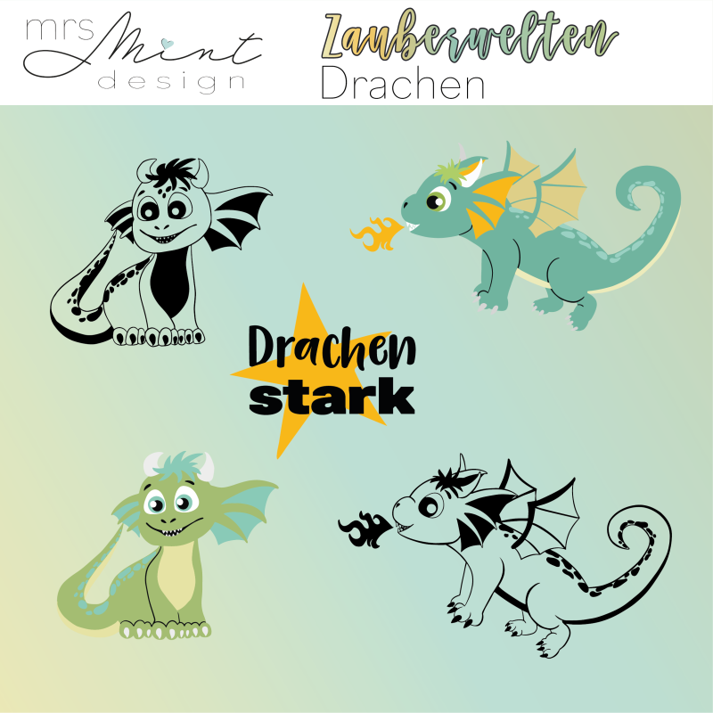 Plotterdatei - Fantastische Zauberwelten - Drachen-  svg - dxf - cutting file - Silhouette - Cricut