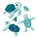 Transferts thermocollants - Mrs Mint Design - Ensemble Tortues bleues