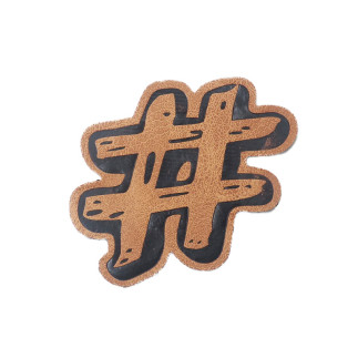 Étiquette similicuir - hashtag marron clair « thermocollant »