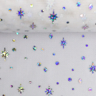 Tulle fin - Elsa étoiles blanches