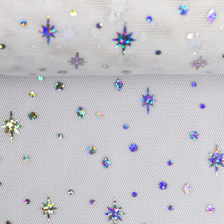 Tulle fin - Elsa étoiles blanches