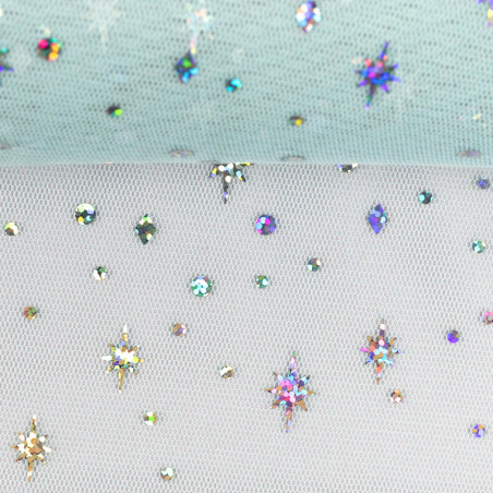 tulle fin - Elsa étoiles menthe