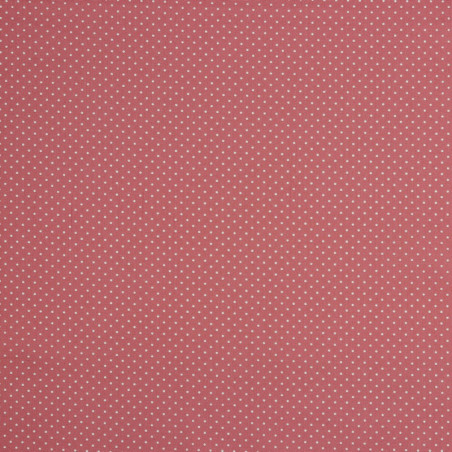 Woven Cotton - Dotties raspberry / white