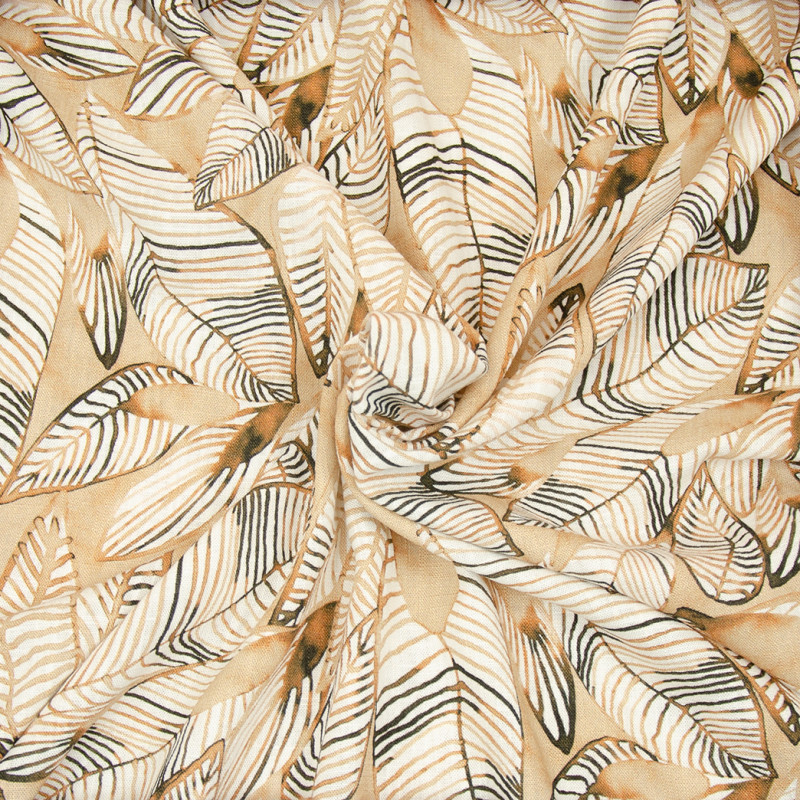 linen blend - Simone leaves beige linen blend - Simone leaves beige