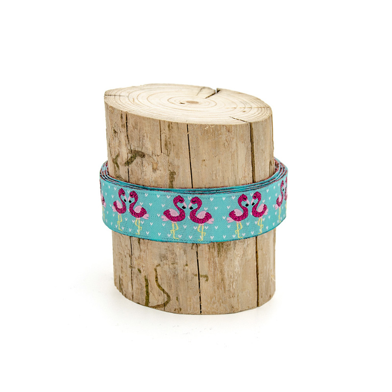 Woven Ribbon - Aloha from Paradise with Glitter mint