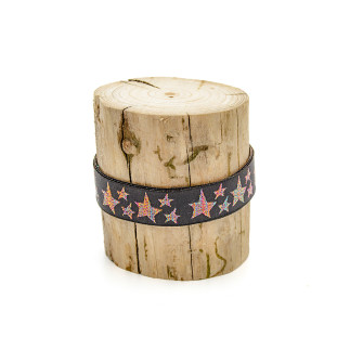 Woven ribbon - Urmelis Stoffwelt - Glitter stars iridescent dark gray