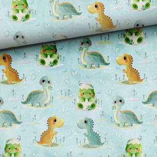 French Terry - Little Dinos light turquoise
