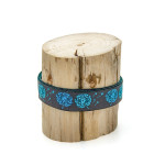 Woven ribbon - Urmelis Stoffwelt - Glitter dandelions blue on anthracite