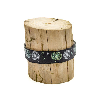Woven ribbon - Urmelis Stoffwelt - Glitter dandelions white on anthracite