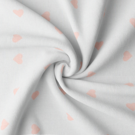 Cotton - hearts apricot on off-white