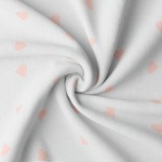 coton tissé - cœurs abricot sur blanc cassé
