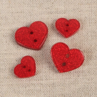 Button - Glitter-Heart red