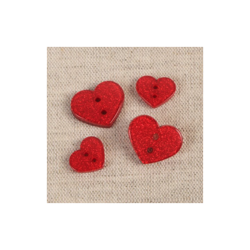 Bouton - Glitzer-Herz rouge 13 mm
