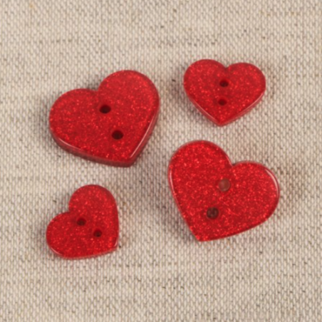 Bouton - Glitzer-Herz rouge 13 mm