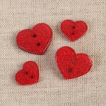 Bouton - Glitzer-Herz rouge 13 mm