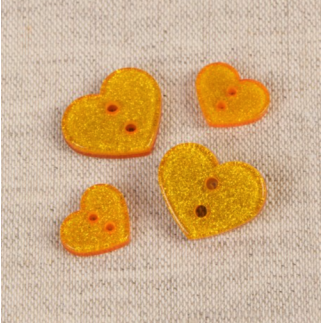 Bouton - Cœur pailleté doré 13 mm
