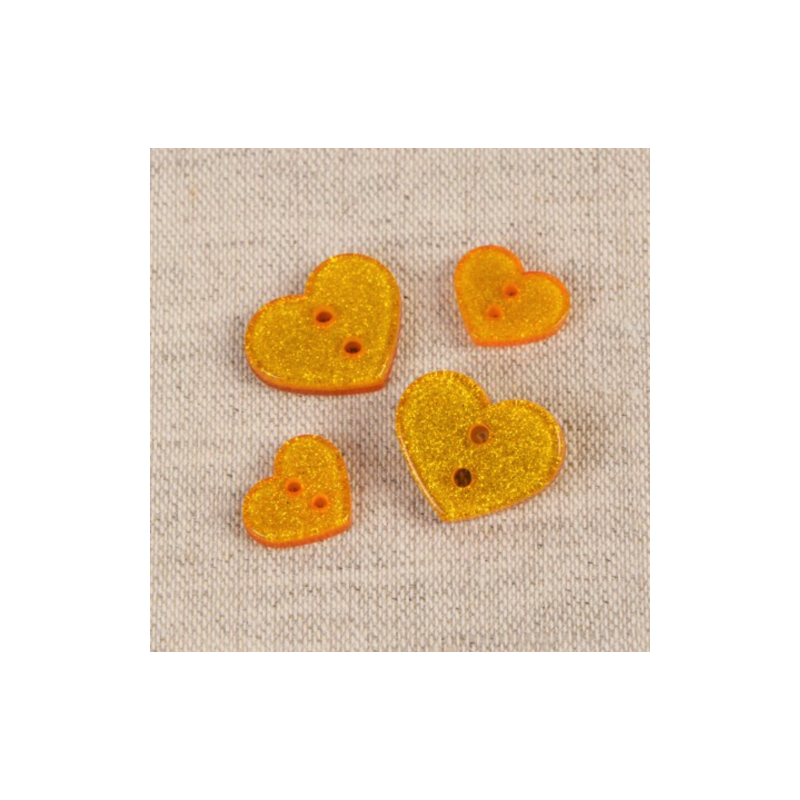 Bouton - Cœur pailleté doré 13 mm