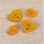 Bouton - Cœur pailleté doré 13 mm