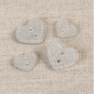Bouton - Coeur scintillant blanc 13 mm