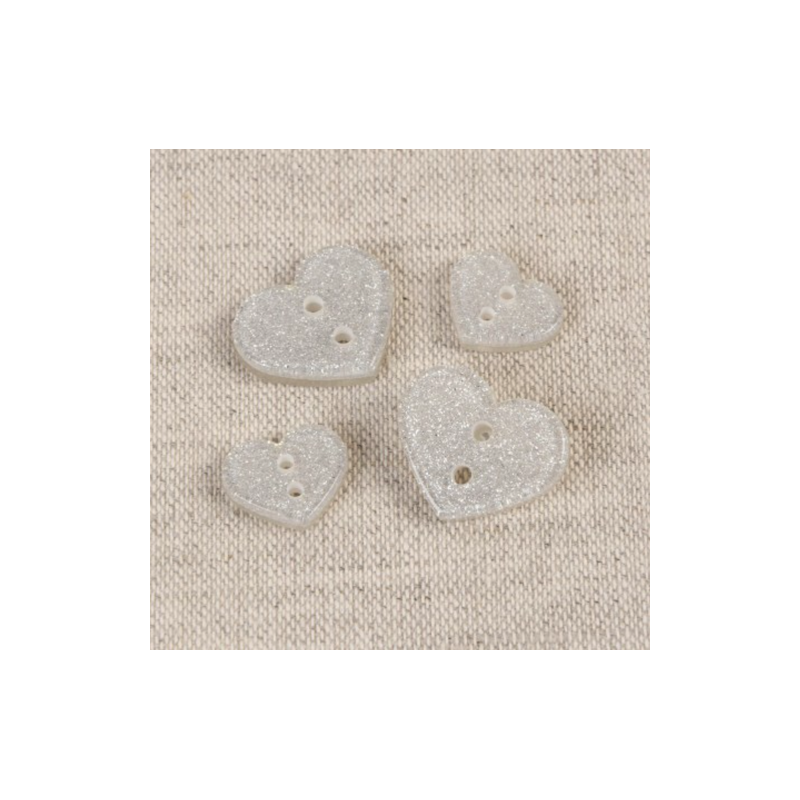 Button - Glitter-Heart white