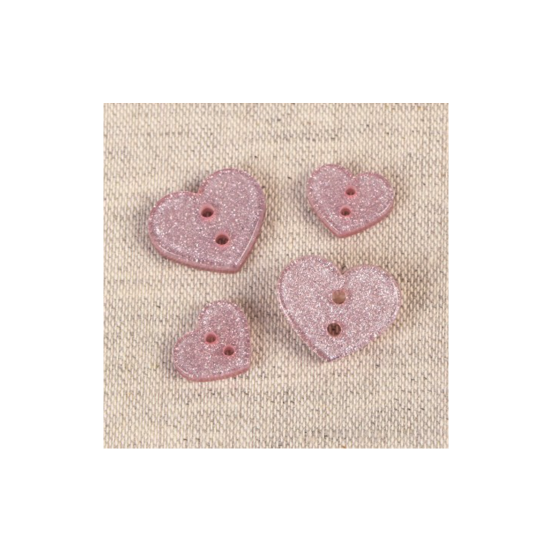Button - Glitter-Heart old rose