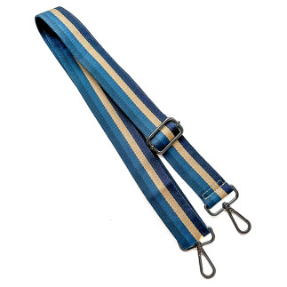 Finished bag strap - gunmetal - stripes blue/natural