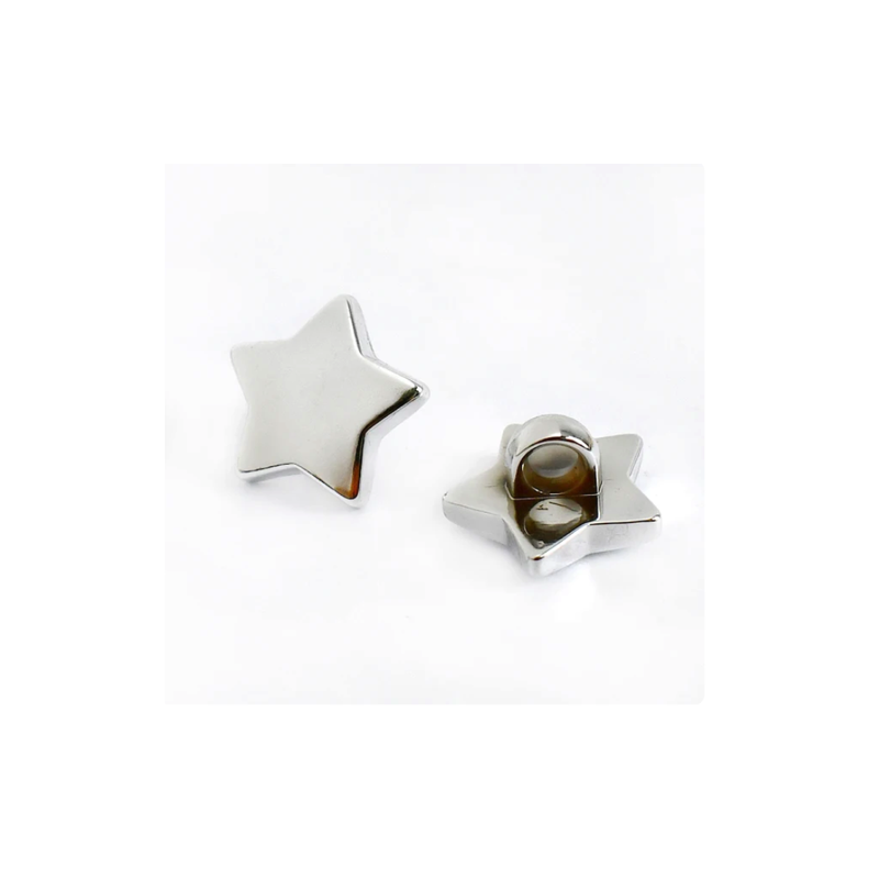 Eyelet button - star metallic silver