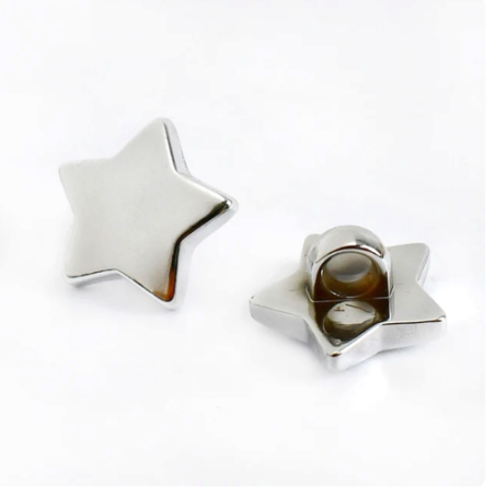 Bouton d'oie - Étoile argent métallique