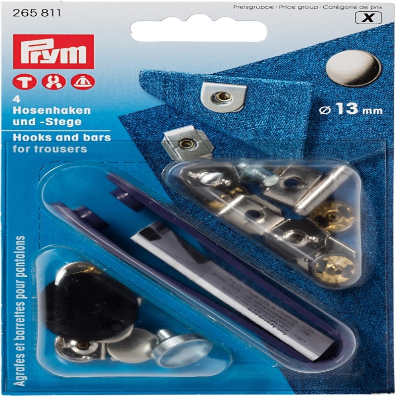 Prym trouser hooks and stays 13mm silver