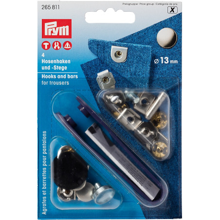 Prym trouser hooks and stays 13mm silver