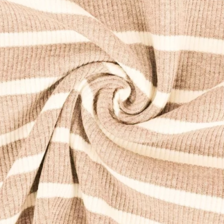 Rippjersey - Streifen breit beige / weiss