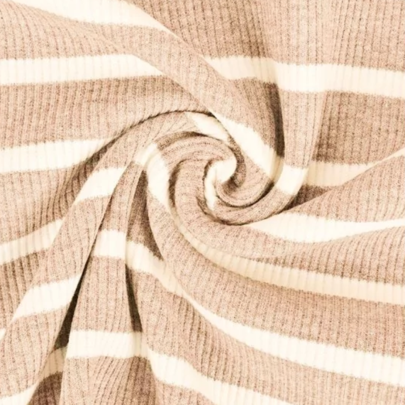 Jersey côtes - Stripes beige / blanc