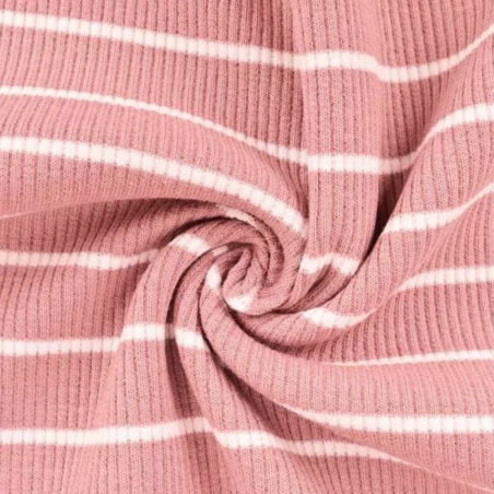 Jersey côtes - Stripes rosé vieux / blanc
