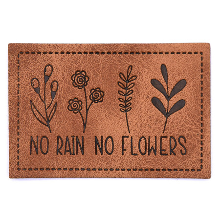 Kunstlederlabel - no rain no flowers