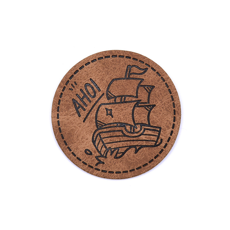 XXL Kunstlederlabel - Ahoi round brown