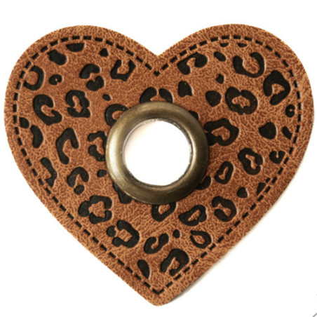 Eyelet patches Leo heart brown/bronze