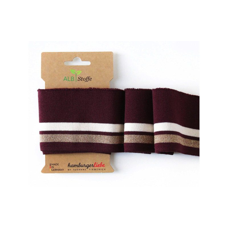 Cuff me Glam - bordeaux/écru/paillettes dorées