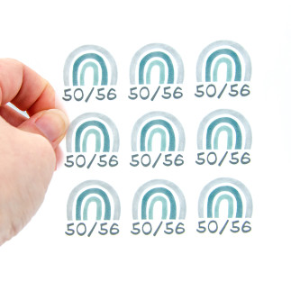 Iron-on patches - size labels rainbow mint