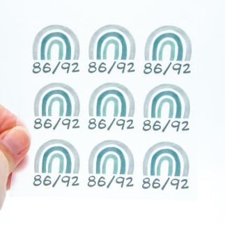 Iron-on patches - size labels rainbow mint