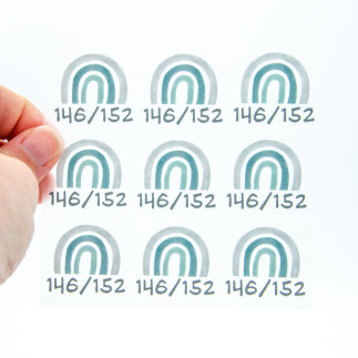 Iron-on patches - size labels rainbow mint