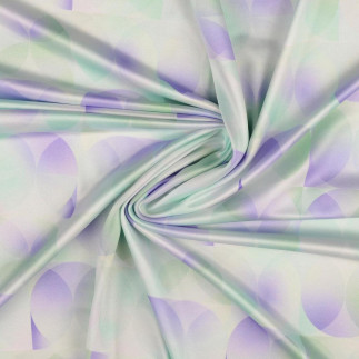 Jersey technique - Lycra Circles lilas/menthe sur blanc