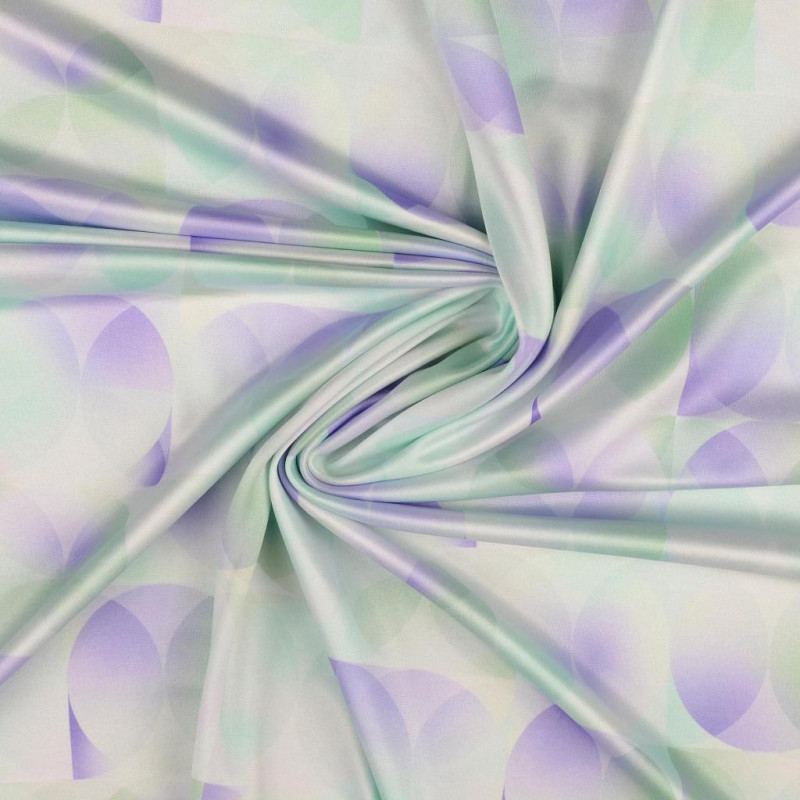 Jersey technique - Lycra Circles lilas/menthe sur blanc