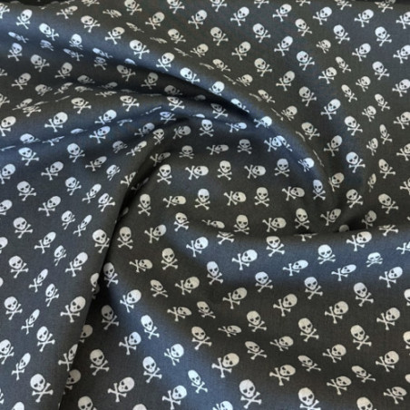 Woven Cotton - Small skulls grey