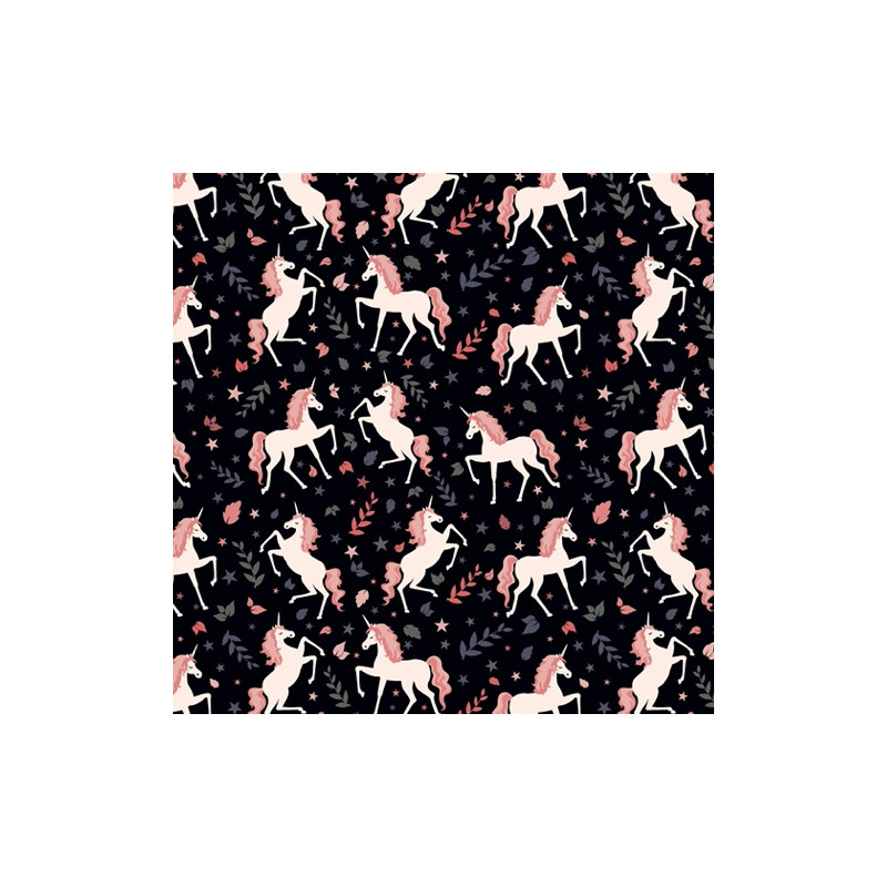 Jersey Knit - Romantic unicorn black